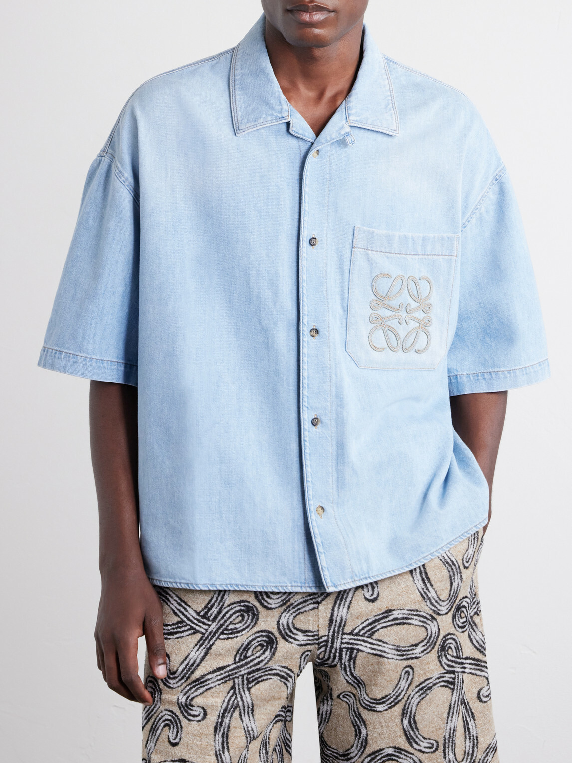 LOEWE - Paula's Ibiza Logo-Embroidered Denim Shirt - Blue