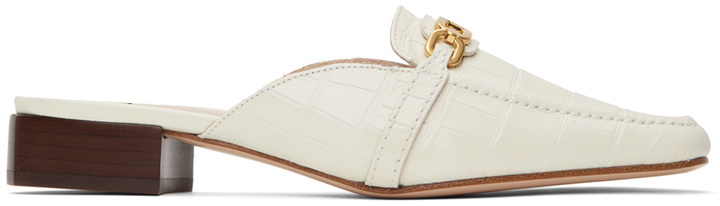 Photo: TOM FORD White Stamped Crocodile Whitney Slippers