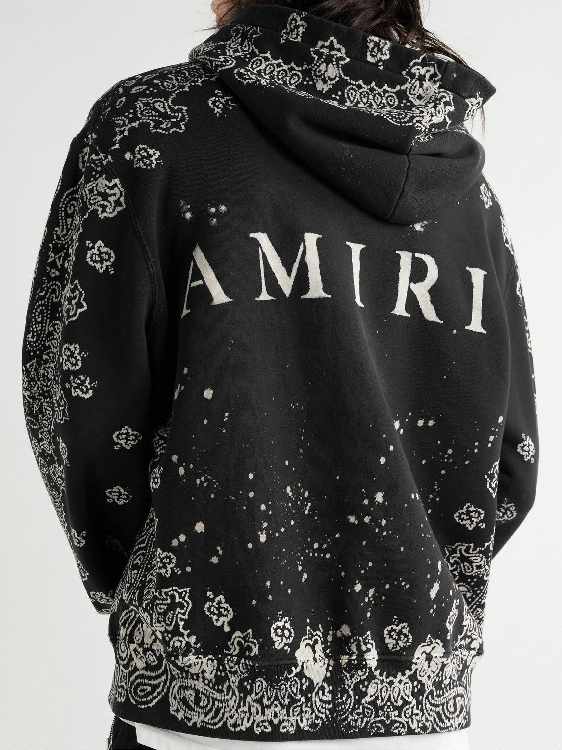Passende ledsager Arrowhead AMIRI - Printed Bleached Cotton-Jersey Hoodie - Black Amiri