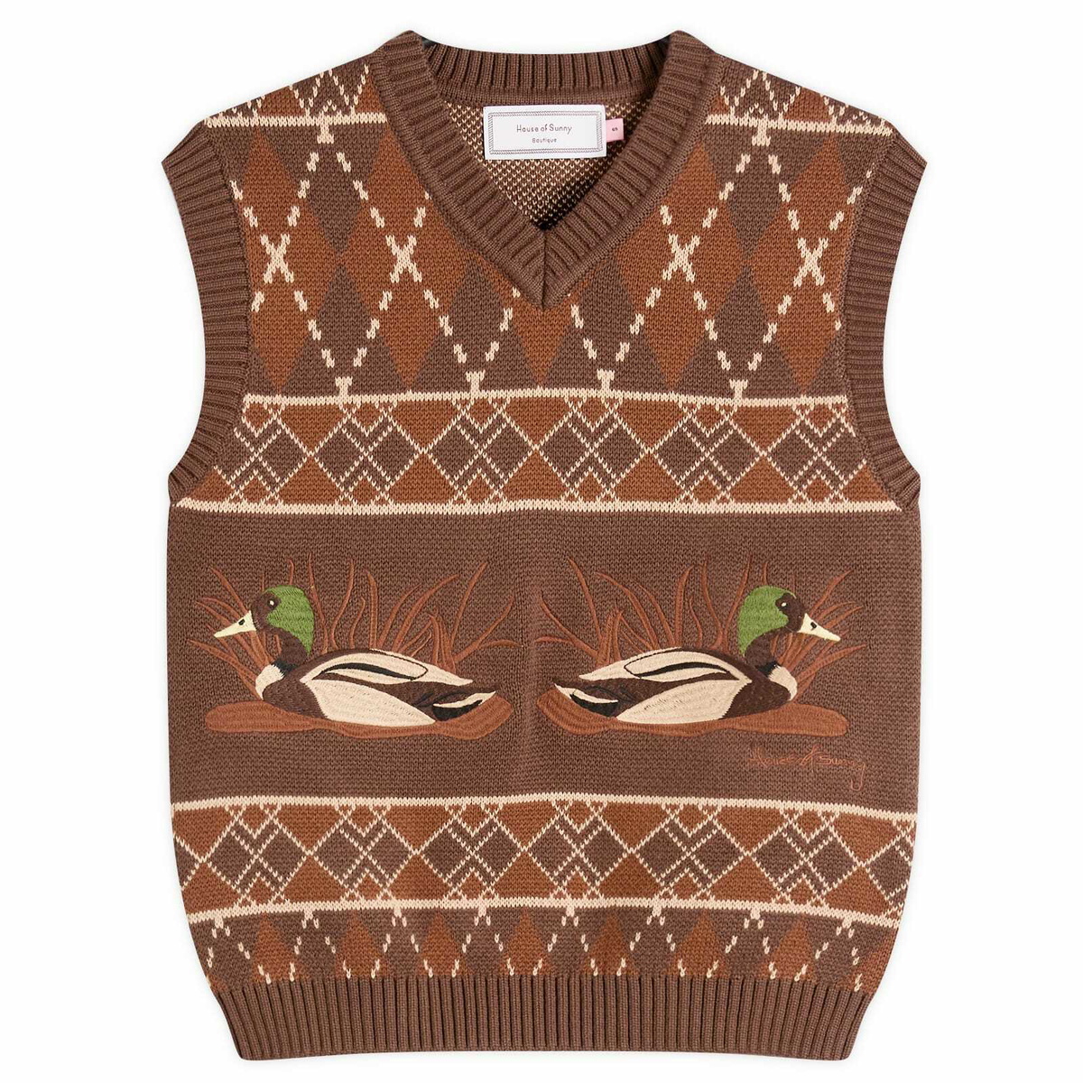 House Of Sunny Women's Duck Knit Vest in Tobacco