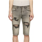 Unravel Grey Denim Distressed Shorts