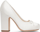 Sandy Liang White Pointe 100 Satin Heels