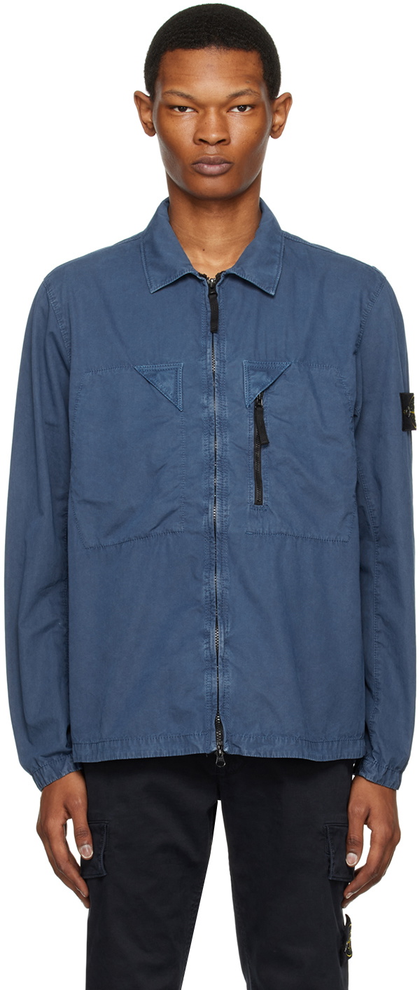 Stone Island Navy Garment-Dyed Jacket Stone Island