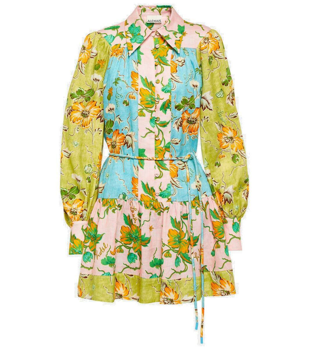 Alémais Printed colorblocked linen shirt dress ALÉMAIS