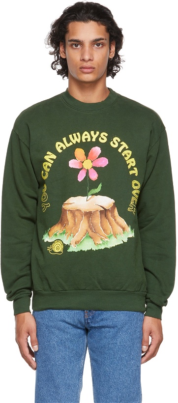 Photo: Online Ceramics SSENSE Exclusive Green 'You Can Always Start' Sweatshirt