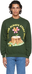 Online Ceramics SSENSE Exclusive Green 'You Can Always Start' Sweatshirt