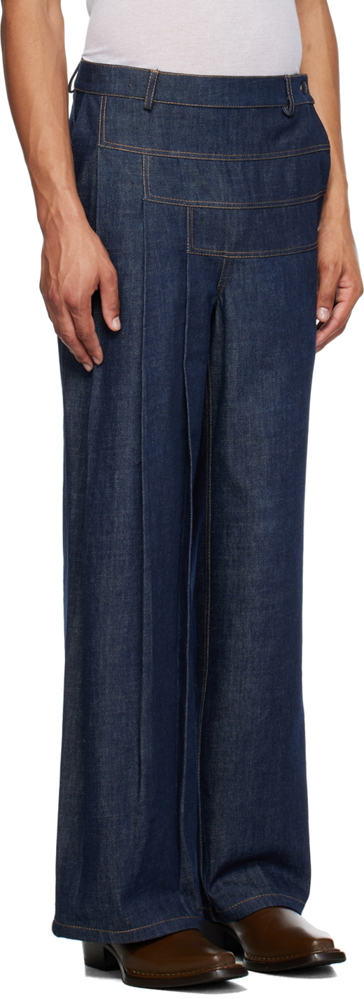 Situationist Blue Pleated Jeans