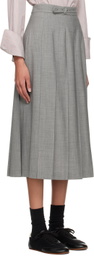 AURALEE Gray Pleated Midi Skirt