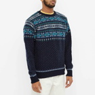 Jamieson's of Shetland Men's Nordic Fair Isle Crew Knit in Navy