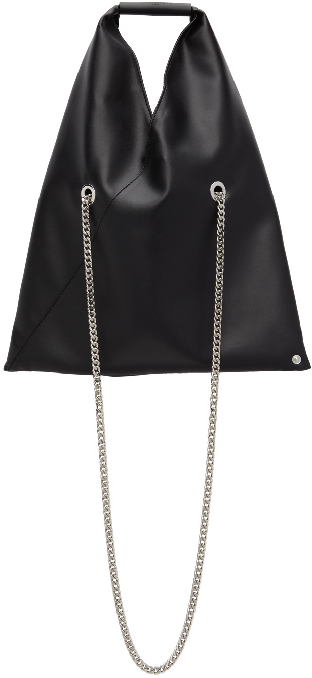 MM6 Maison Margiela Black Faux-Leather Small Triangle Bag MM6