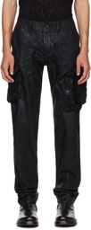 Julius Black Coated Gasmask Skinny Cargo Pants