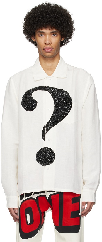 Photo: Sky High Farm Workwear Off-White Question Mark Embroidered Shirt