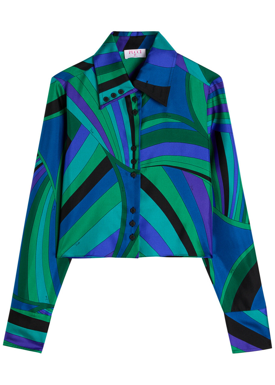 PUCCI プッチ Tシャツ Iride satin-trimmed cotton top1034891 PUCCI プッチ Tシャツ Iride satin-trimmed cotton top1034891