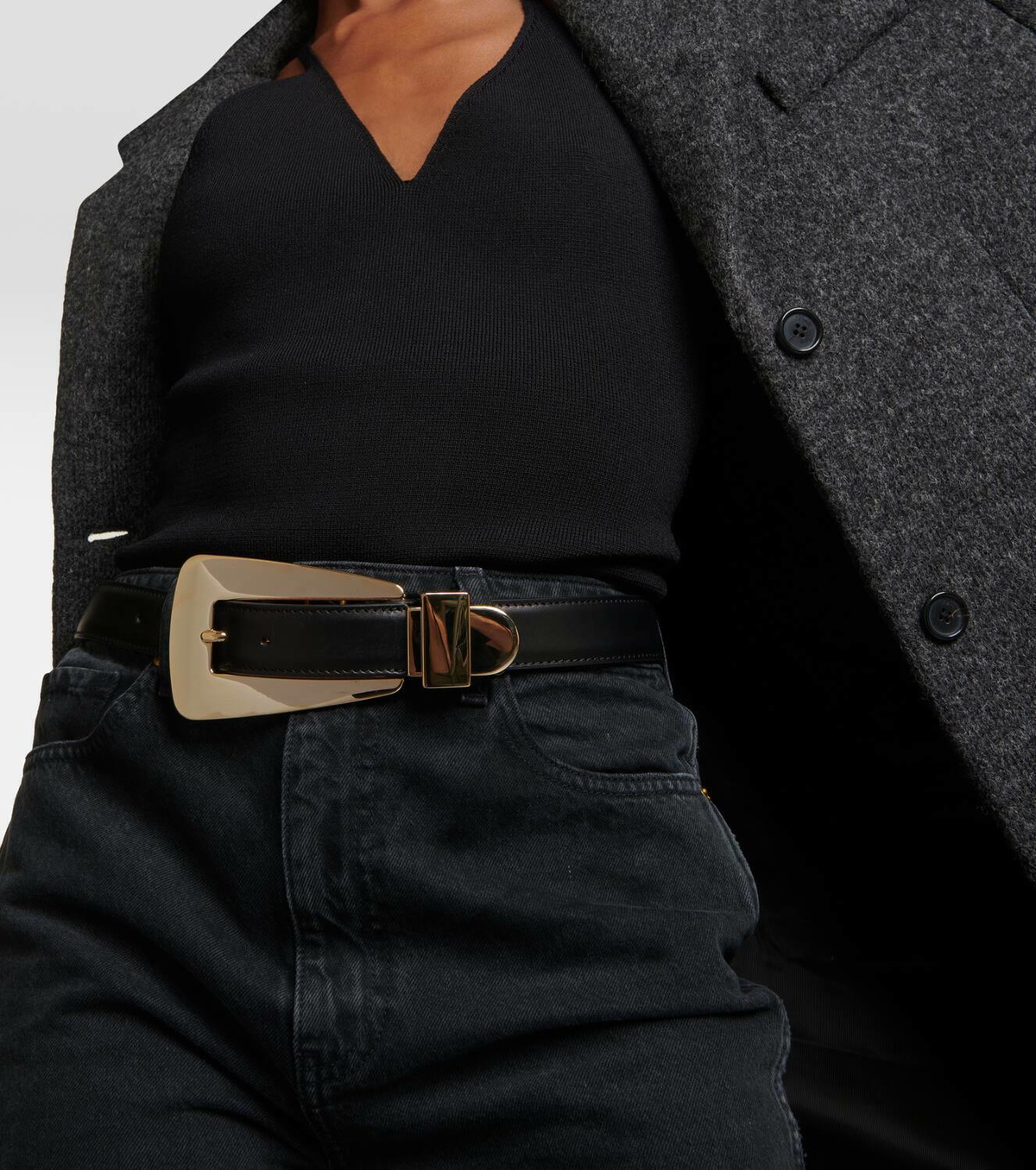 Ceinture En Cuir Khaite Lucca Statement - Taille 85 - Noir - Cuir Véritable - Pour Femme