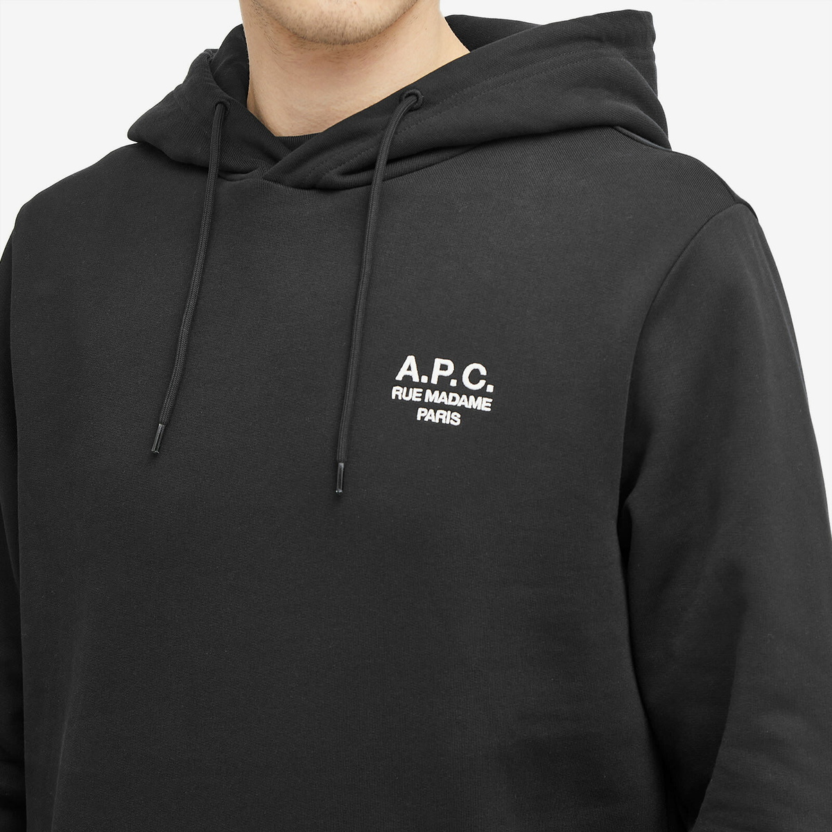 A.P.C. アーペーセー / Rue Madame Logo Hoodie A.P.C. Men's Rue Madame Logo Hoodie in Black/White A.P.C.