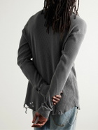 John Elliott - Folsom Distressed Waffle-Knit Cotton T-Shirt - Gray