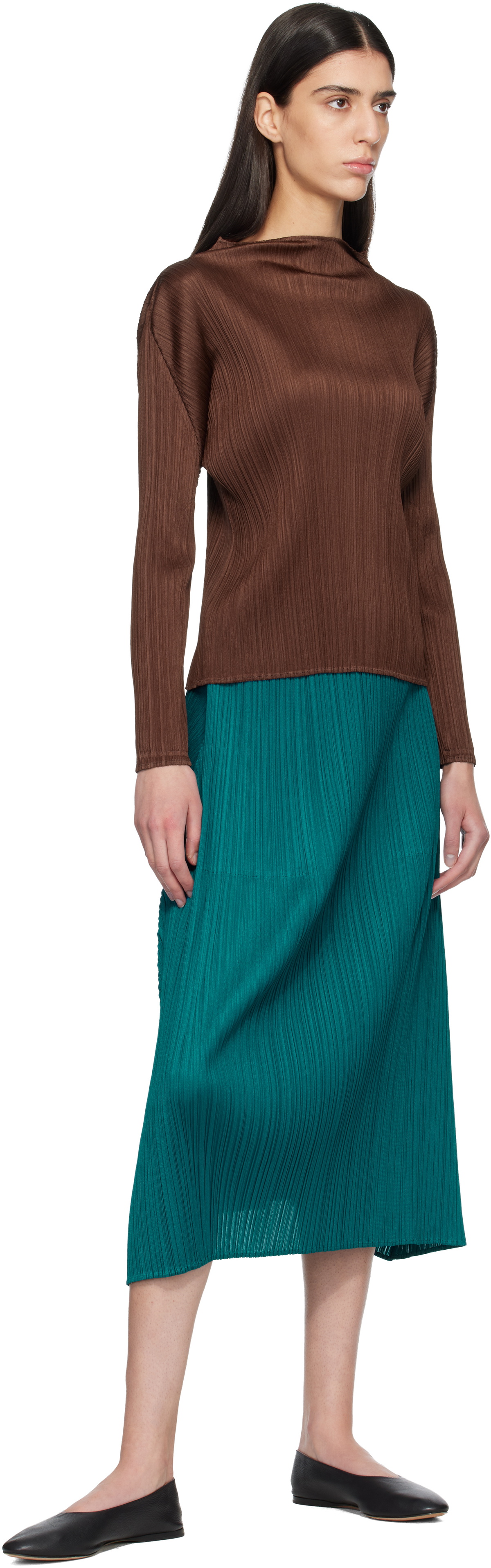 PLEATS PLEASE ISSEY MIYAKE Blue Monthly Colors October Maxi Skirt