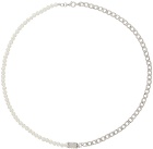 Alan Crocetti Silver & White Mix Unity Curb Chain Necklace