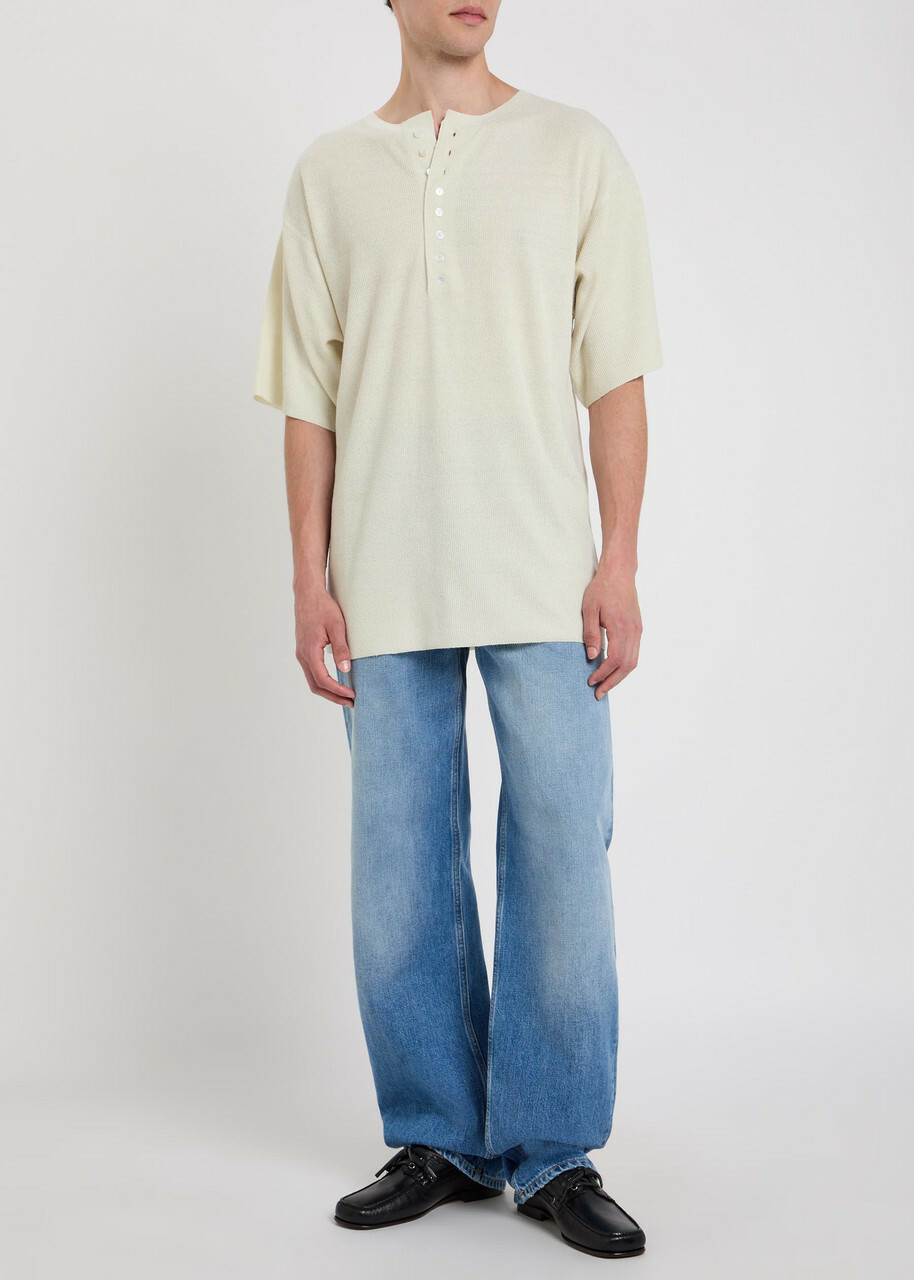 Calvin Klein Round-neck Ribbed-knit Silk top White
