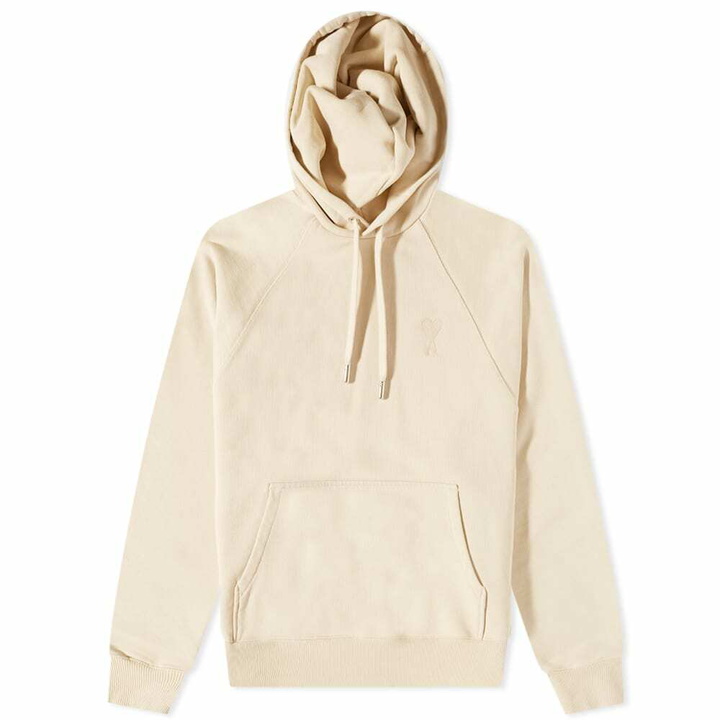 Photo: AMI Paris Men's AMI Tonal Small A Heart Popover Hoodie in Vanilla