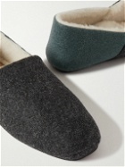 Mr P. - Fleece-Lined Two-Tone Recycled-Felt Slippers - Blue