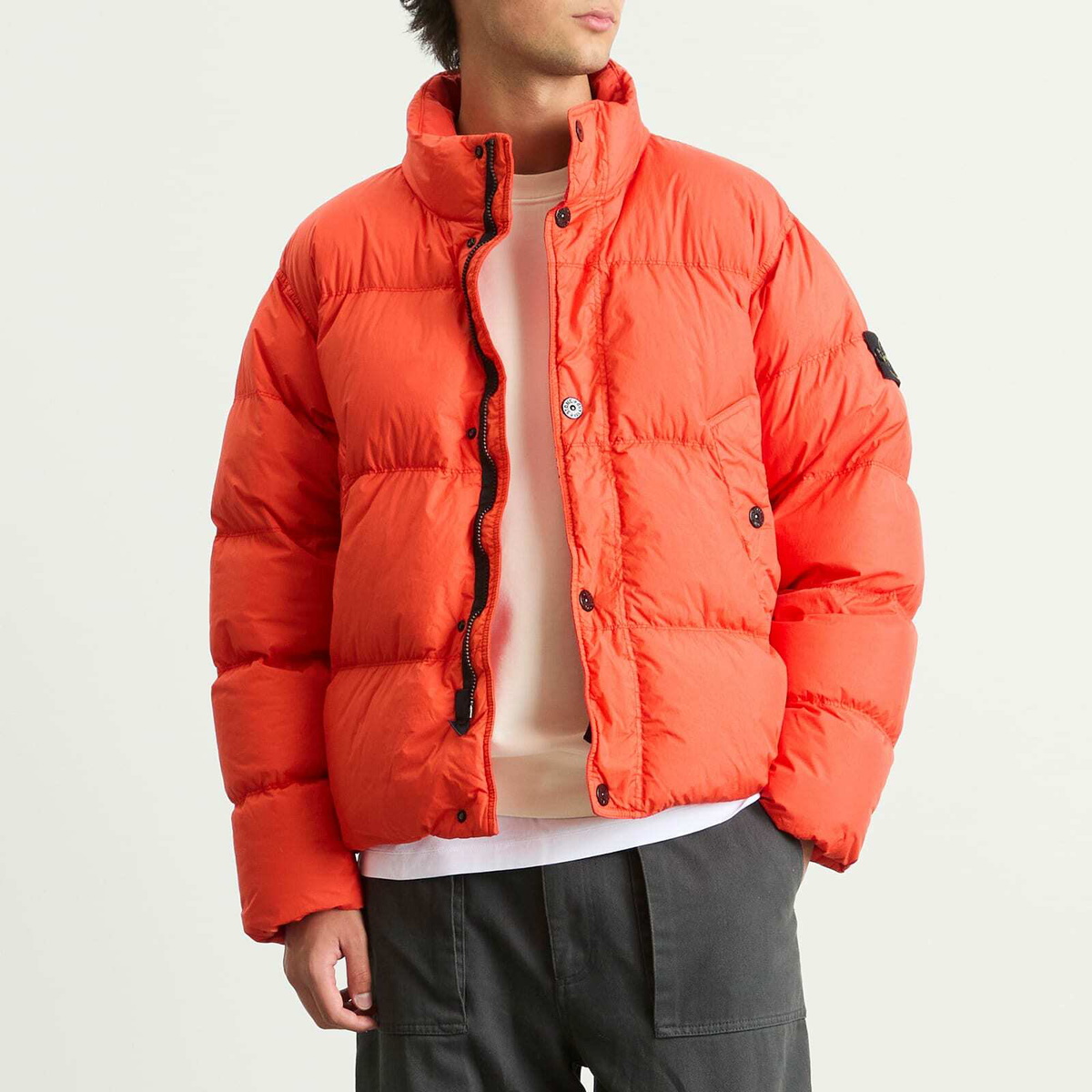 Stone Island Men's Crinkle Reps Nylon Down Jacket in Scarlet