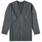 Homme Plissé Issey Miyake Men's Pleated Cardigan in Bark Grey