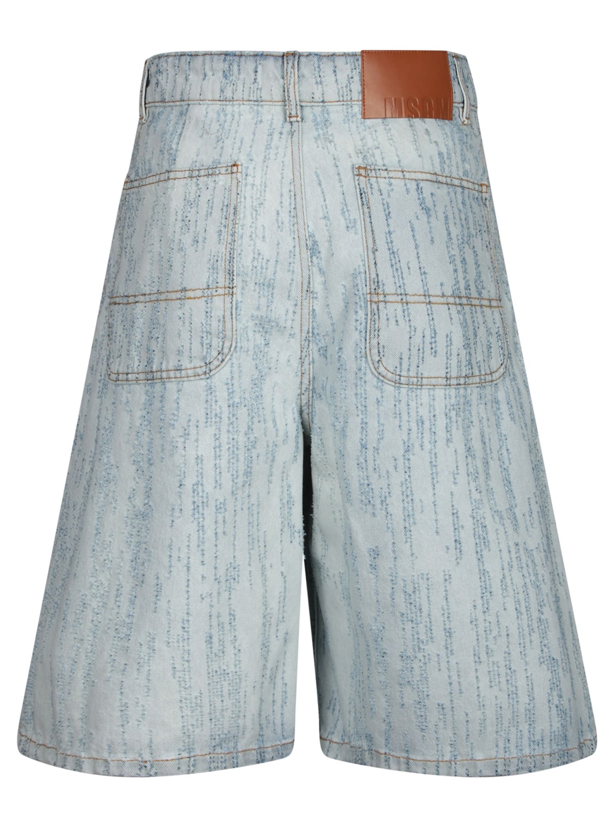 MSGM Light Blue Denim Bermuda Shorts