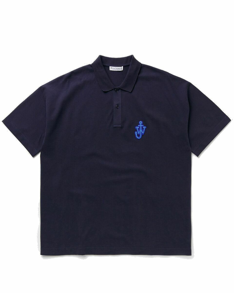 Photo: Jw Anderson Anchor Patch Short Sleeve Polo Blue - Mens - Polos
