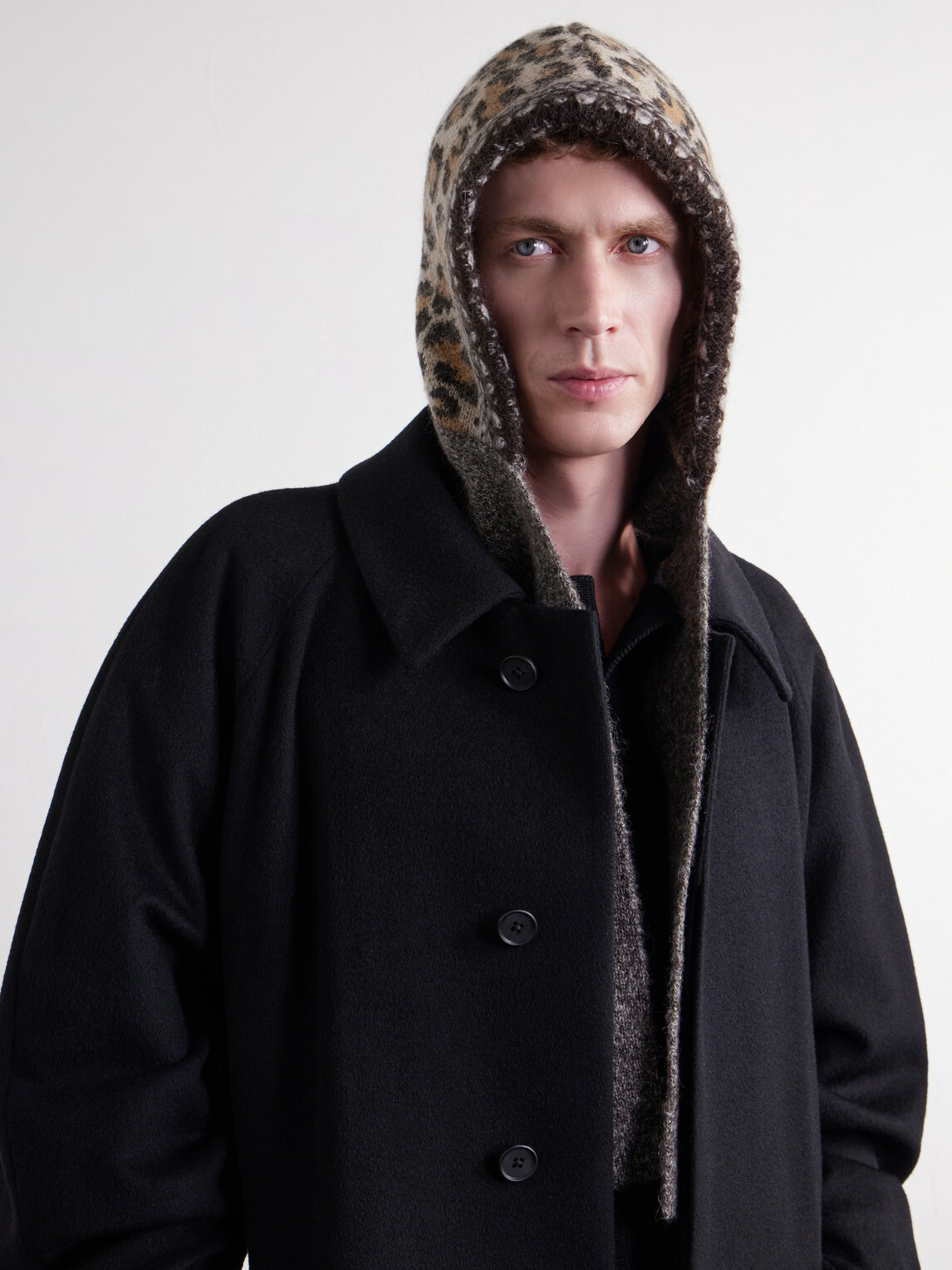 KAPITAL - Leopard-Intarsia Knitted Beanie - Brown