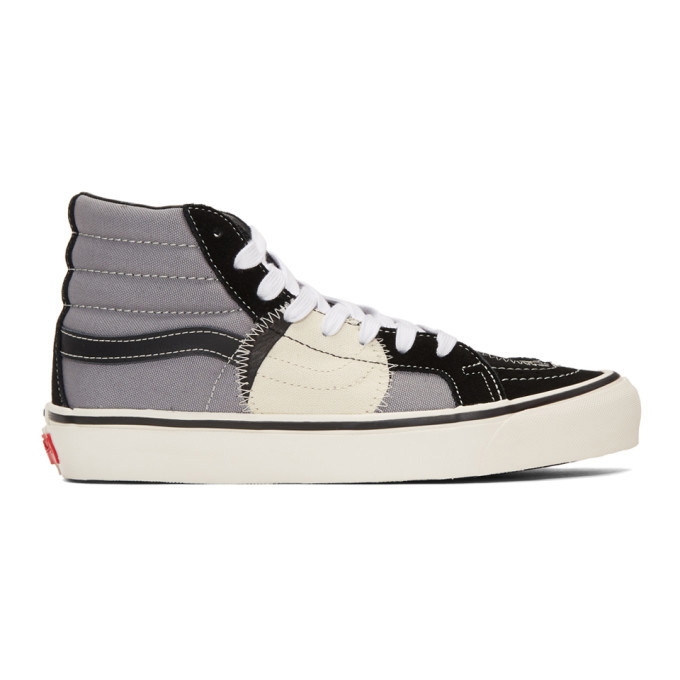 Photo: Vans Black and Grey Sk8-Hi Bricolage Sneakers