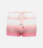 Anna Kosturova Striped crochet cotton shorts