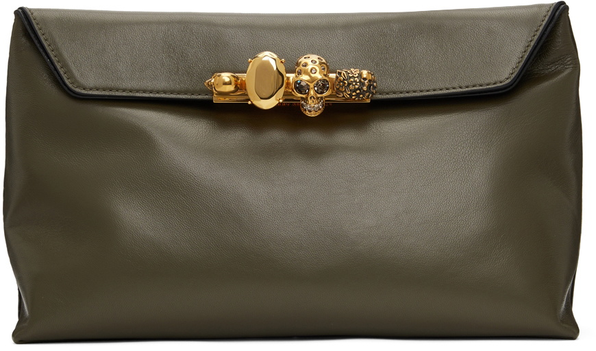 Alexander McQueen Women's Four Ring Embellished Leather Clutch