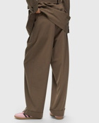 Ganni Drapey Melange Mid Waist Pleat Loose Pants Brown - Womens - Casual Pants