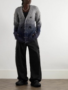 Off-White - Punk Pearl Bead-Embellished Distressed Dégradé Mohair-Blend Cardigan - Gray