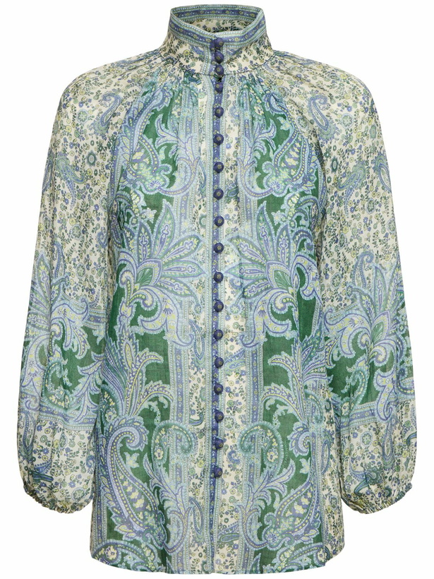 Photo: ZIMMERMANN Ottie Printed Ramie Billow Blouse