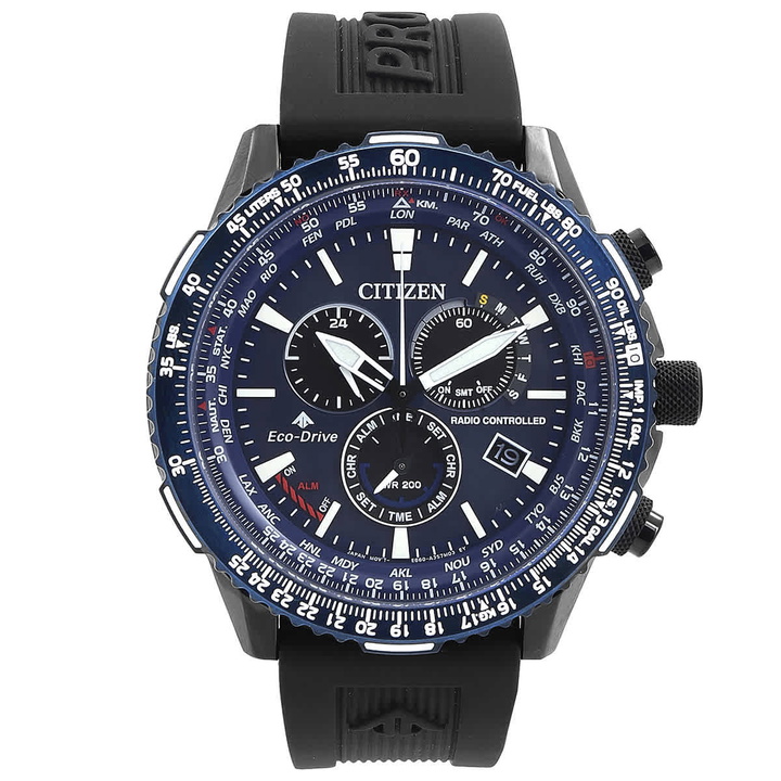 Photo: Citizen Promaster Air A-T Perpetual Alarm World Time Chronograph GMT Blue Dial Mens Watch CB5006-02L