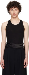 AARON ESH Black Satin Tie Jersey Tank Top