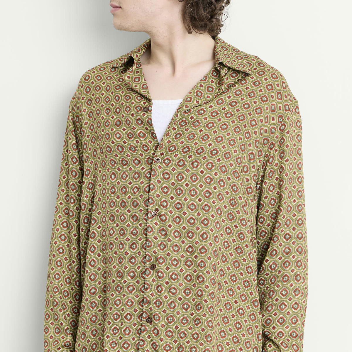 Drôle de Monsieur Men's Geometric Shirt in Kaki