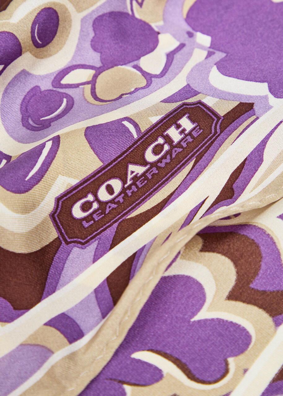 Coach Andrea Patterned Silk Triangle Scarf - Purple - One Size