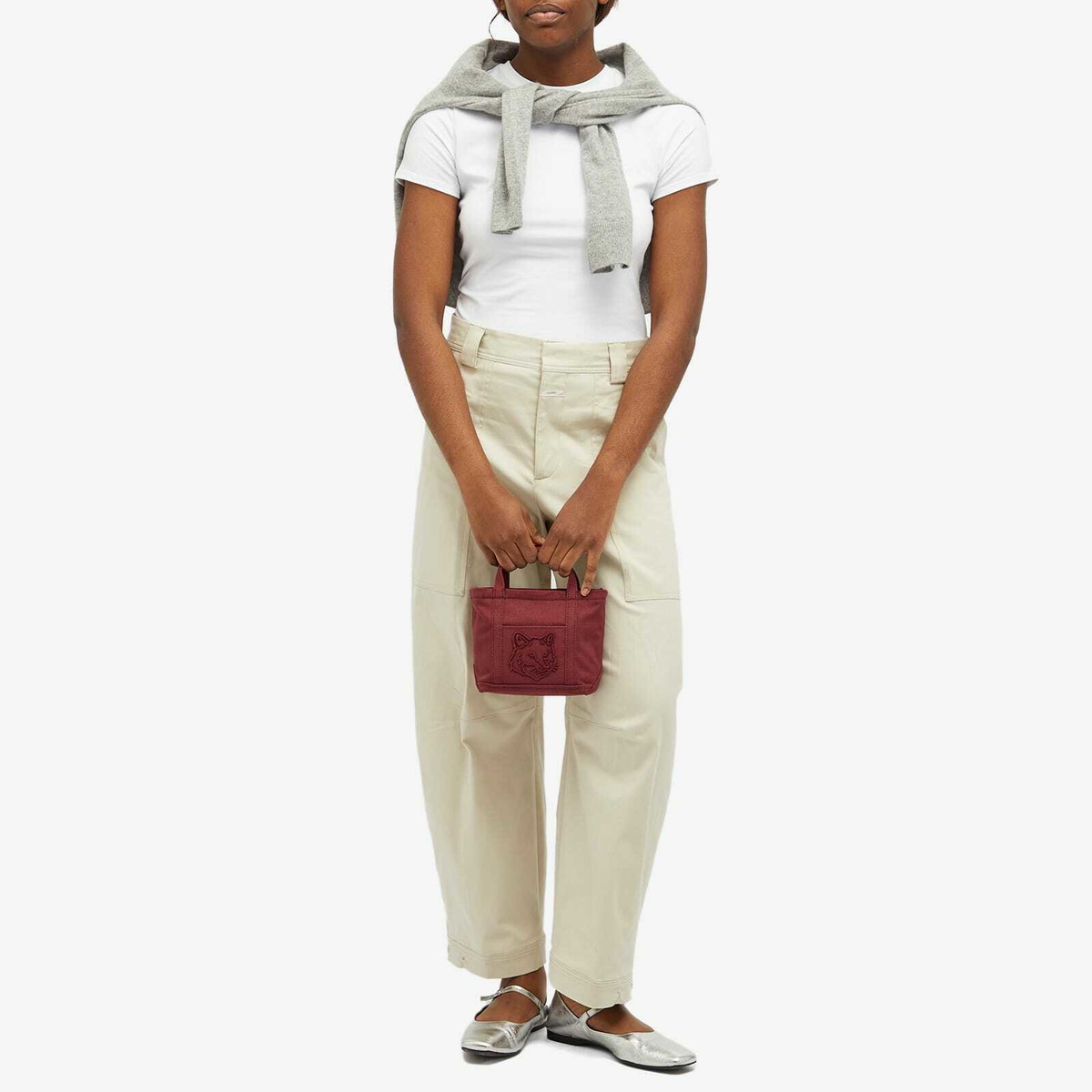 Maison Kitsuné Women's Fox Head Mini Tote Bag in Redstar