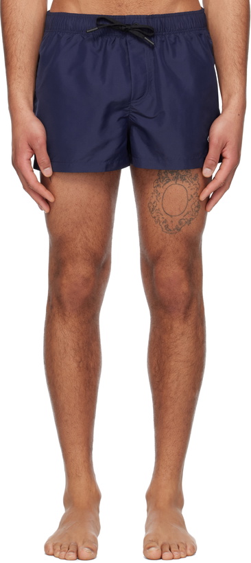 Photo: Versace Underwear Navy Embroidered Medusa Swim Shorts