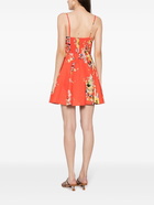 ZIMMERMANN - Floral Print Linen Flared Mini Dress