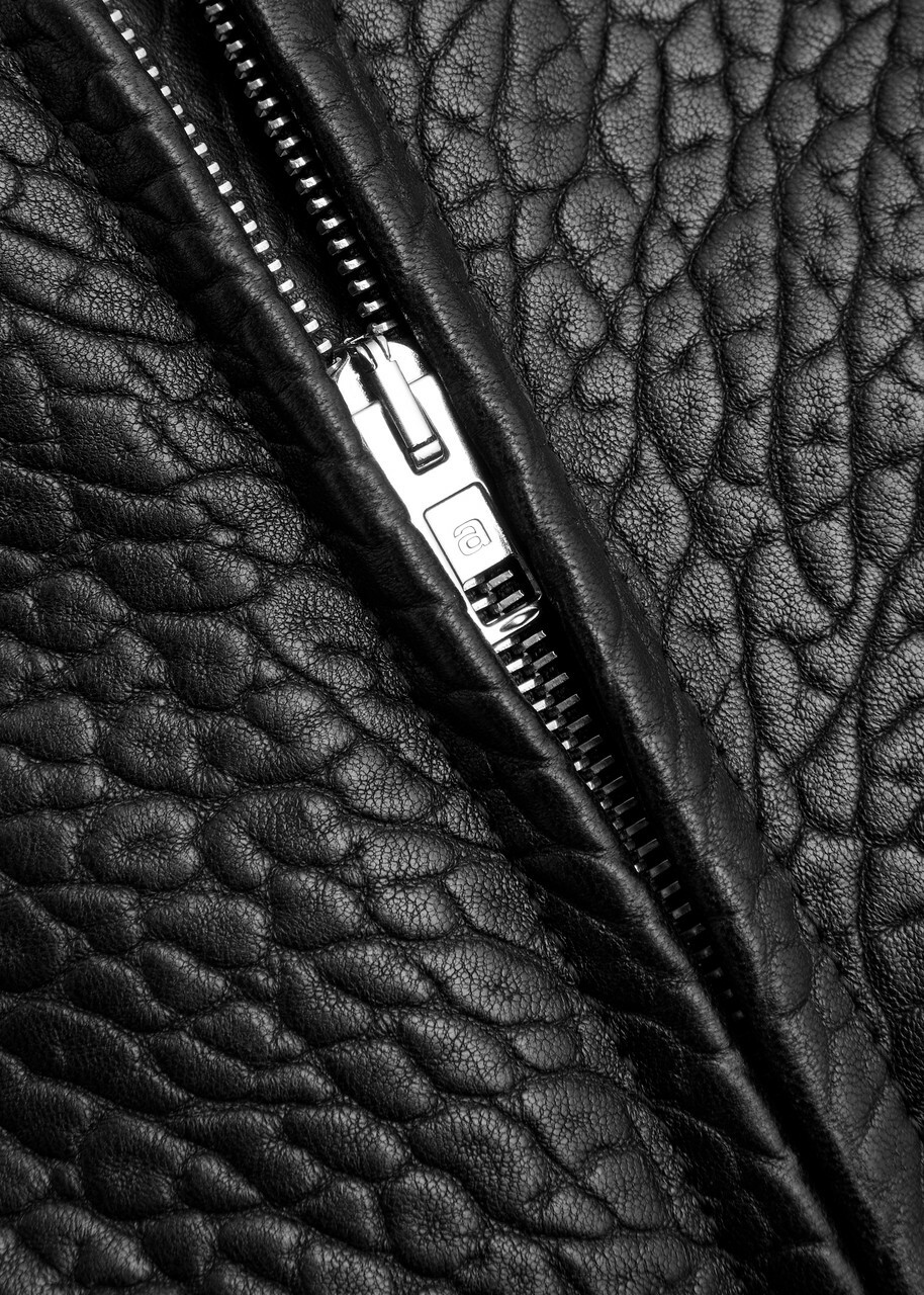 Alexander Wang Padded Pebbled Leather Bomber Jacket Black