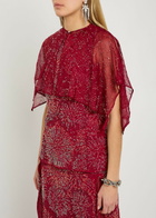 Rabanne Embellished Chiffon Cape top Red