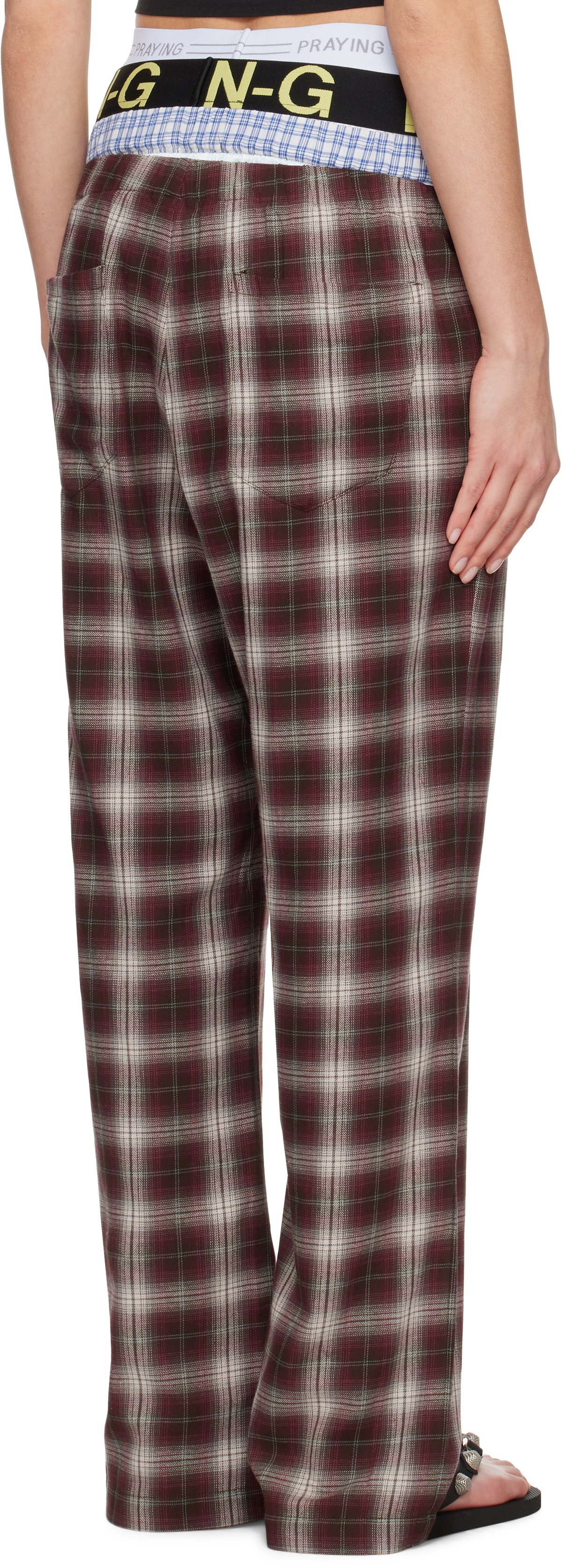 Praying Red & White Underwear Plaid Lounge Pants