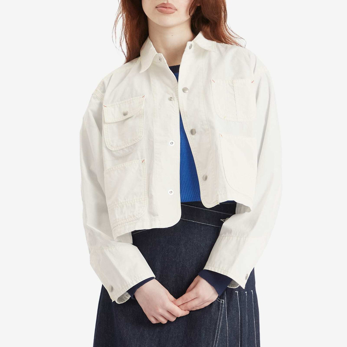 Beams Boy Women's Short Denim Jacket in Off White