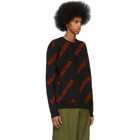 Balenciaga Black and Red Wool Allover Logo Sweater