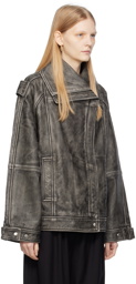 REMAIN Birger Christensen Black Oversized Leather Jacket