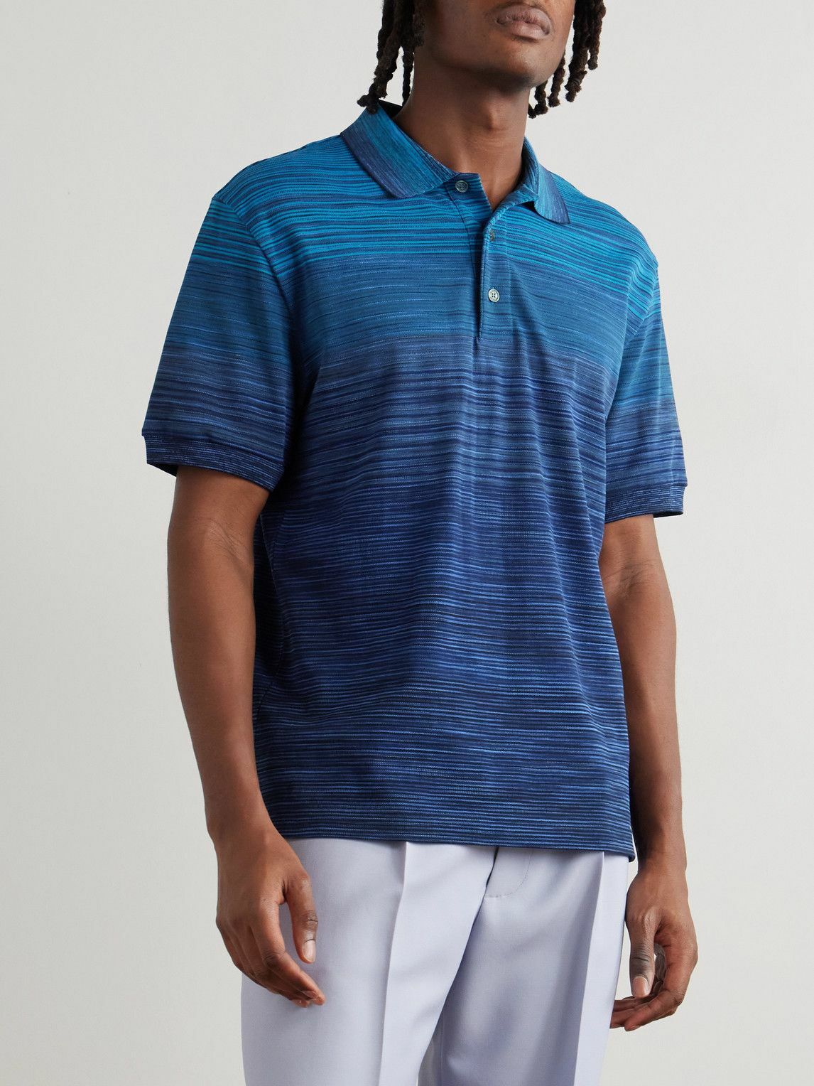 Missoni - Space-Dyed Cotton-Piqué Polo Shirt - Blue
